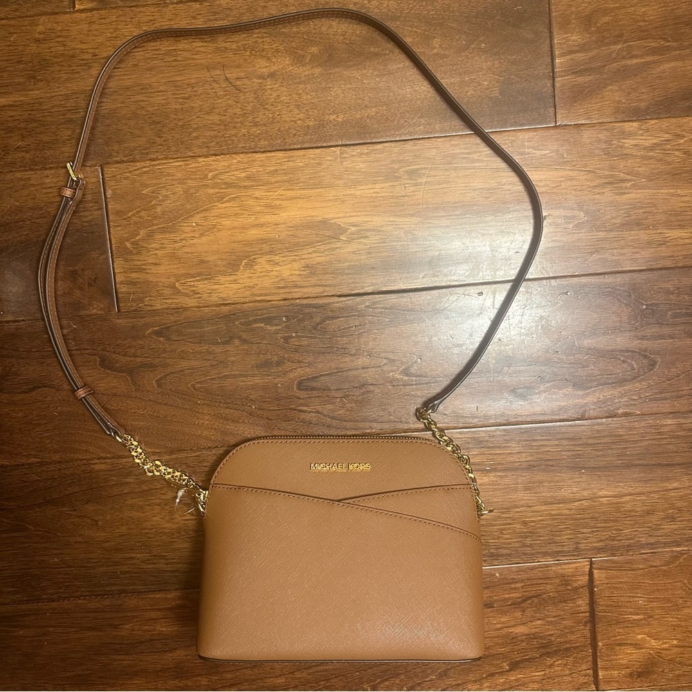 Michael Kors Jet Set Travel Medium Dome Crossbody Bag Purse Luggage Brown NWT - Picture 2 of 15